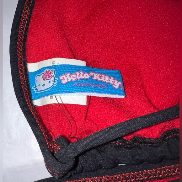 Adorable Hello Kitty string bikini. Exc condition. XL top, L bottoms. Black/red. - Picture 4 of 8